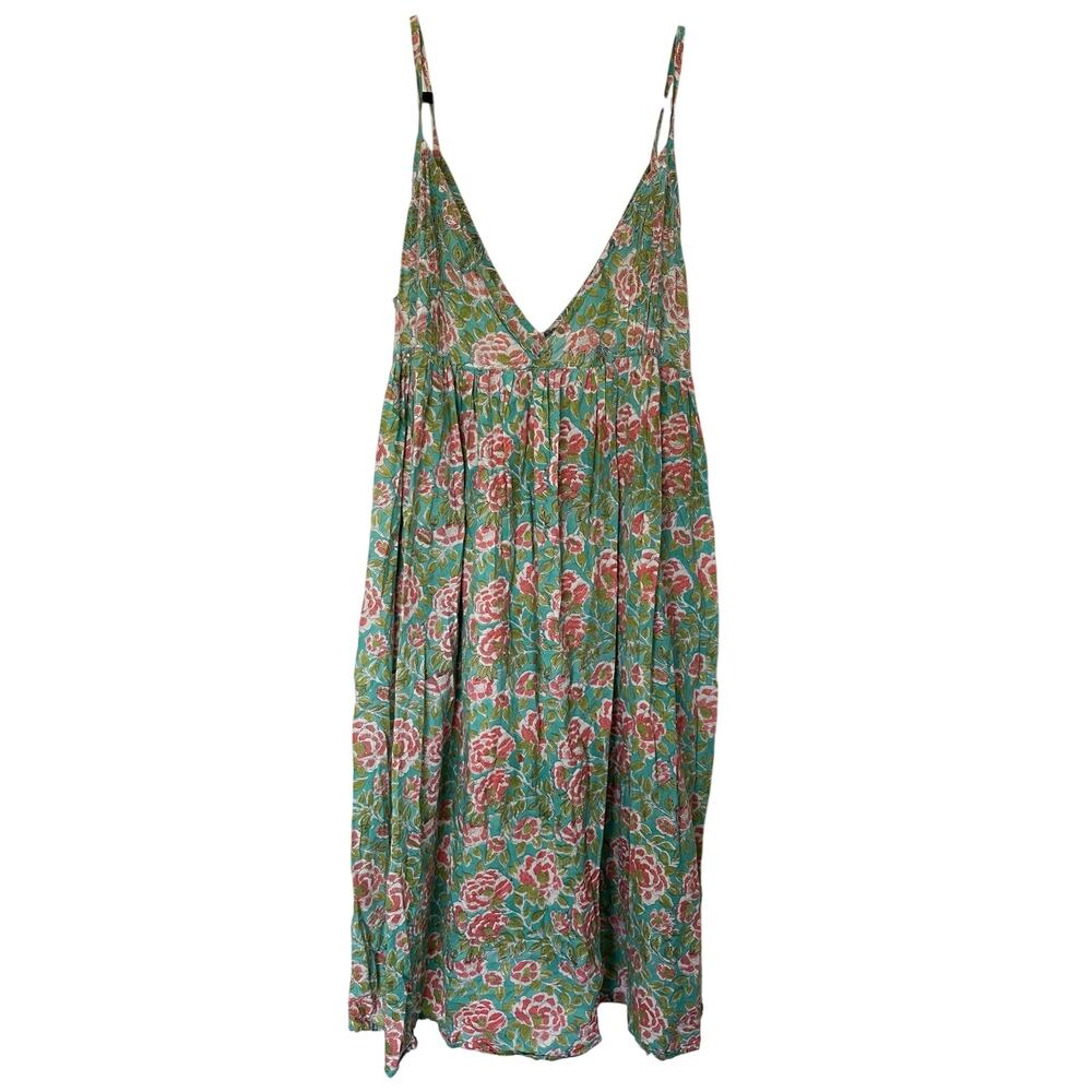 World Market S/M Handmade Bohemian Flowy Floral Tank Dress- Flowy Midi Boho Chic